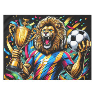 Leeuw Voetbal Kampioen Trofee Voetbal Overwinning Tafelkleed