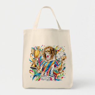 Leeuw Voetbal Kampioen Trofee Voetbal Overwinning Tote Bag