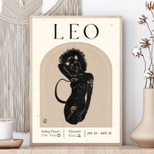 Leeuw Vrouwelijke Zodiac Poster Astrologie Muurk