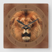 Leeuw 🦁 wandklok vierkante klok (Voorkant)