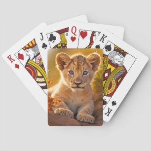 Leeuw welp wild dier rustig vredig pokerkaarten