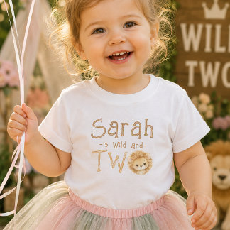 Leeuw Wild en Twee 2e Verjaardag Baby Meisje T-Shi
