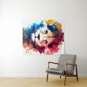 Leeuw Wild Natuur Dierlijke Kleur Art Schilderen Wandkleed (In Situ (horizontaal))