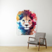 Leeuw Wild Natuur Dierlijke Kleur Art Schilderen Wandkleed (In situ)