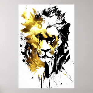 Leeuw Wild Natuur Gratis Spirit Art Brush Schilder Poster