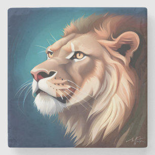 Leeuw zijwaarts geposeerde portret-56557 stenen onderzetter