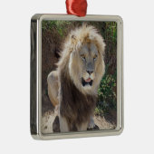 Leeuw zittend op de rotsen metalen ornament (Rechts)