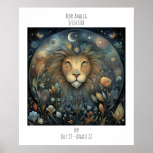 Leeuw Zodiac Astrologie Naam & Verjaardag Poster