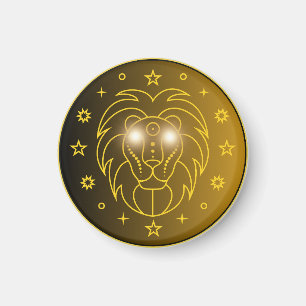 Leeuw Zodiac Embleem Minimaal Hemels Symbool Magneet