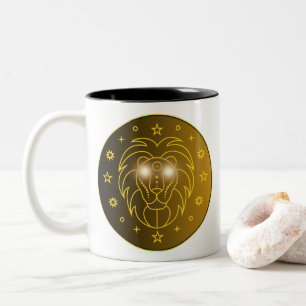 Leeuw Zodiac Embleem Minimaal Hemels Symbool Tweekleurige Koffiemok