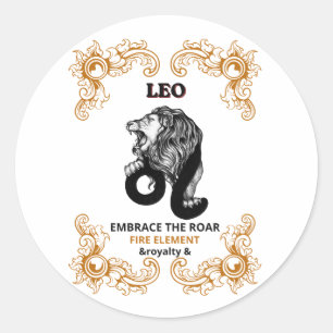 Leeuw Zodiac Koninklijkheid Omarm de Brul Vuur E Ronde Sticker