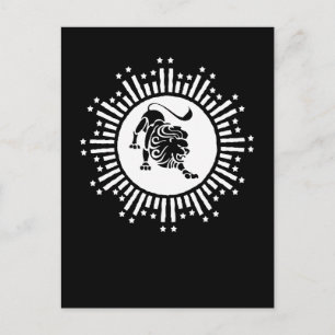 Leeuw Zodiac Leeuw Symbool met Sterren Zwart en Wi Feestdagenkaart