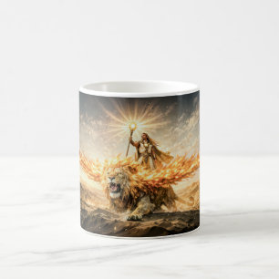 Leeuw Zodiac met krijger die op een vurige gevleug Koffiemok
