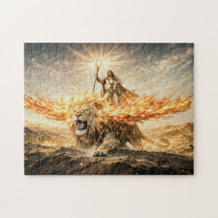 Leeuw Zodiac met Krijger die op een Vuurvleugelige Legpuzzel