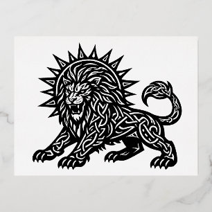 Leeuw Zodiac Sun‑Mane Leeuw BurnsInHell Folie Feestdagen Briefkaart