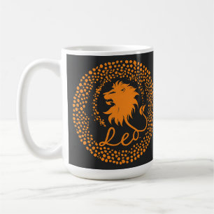 Leeuw Zodiac Symbool met Koppige Gouden Leeuwenkop Koffiemok