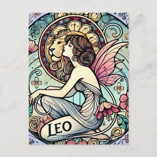 Leeuw Zodiacfee Astrologie Teken Feeën Briefkaart (Voorkant)