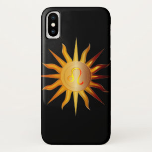 Leeuw Zon Sterrenbeeld Geboortemaand Rood & Goud iPhone X Hoesje