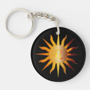 Leeuw Zon Sterrenbeeld Geboortemaand Rood & Goud Sleutelhanger