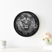 Leeuw zwart en wit grote klok (Huis)