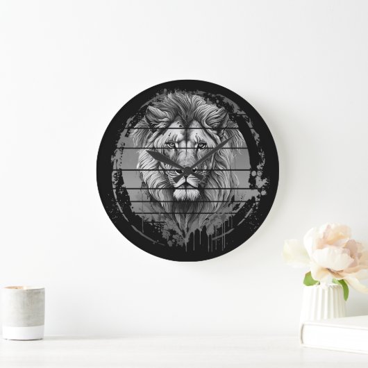 Leeuw zwart en wit grote klok (Huis)