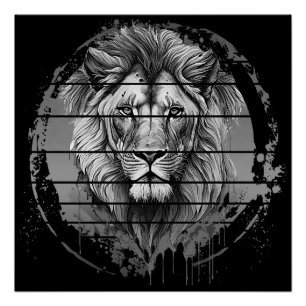 Leeuw zwart en wit perfect poster