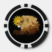Leeuw Zwart Geel Mandala Zon Poker Chips (Voorkant)