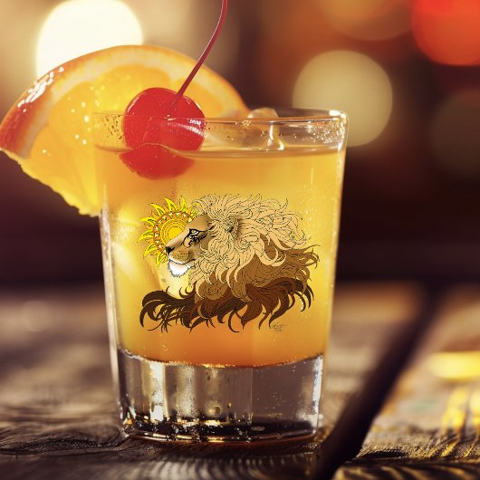 Leeuw Zwart Geel Mandala Zon Shot Glas