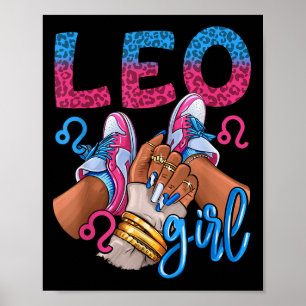 Leeuw Zwarte Meisje Verjaardag Vrouwen Sneakers Na Poster