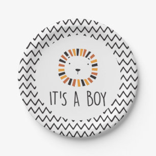 Leeuwen Baby Shower Het is een Jongen Papieren Bordje