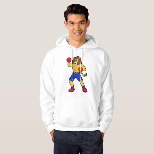 Leeuwen bij het koken met boxinghandschoenen hoodie (Voorkant volledig)