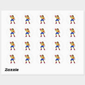 Leeuwen bij het koken met boxinghandschoenen ronde sticker (Vel)