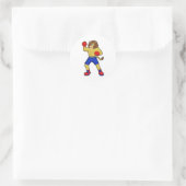 Leeuwen bij het koken met boxinghandschoenen ronde sticker (Tas)