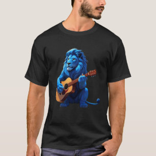 Leeuwen Blauwe Leeuw Gitaar Spelend Muziek Liefheb T-shirt