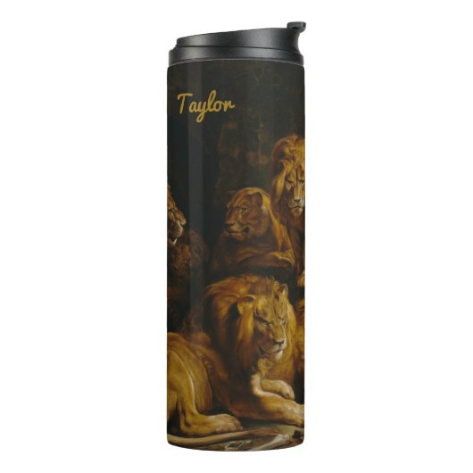 Leeuwen’ Den aangepaste naam tumbler Thermosbeker (Gedraaid links)