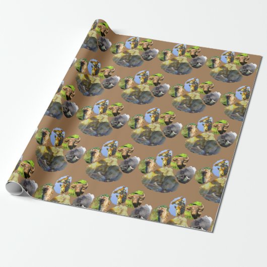 Leeuwen die voetafdruk- en omslagpapier verzachten cadeaupapier (Uitgerold)