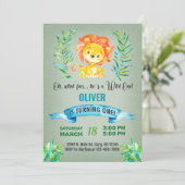Leeuwen eerste verjaardag uitnodiging. kaart (Staand voorkant)