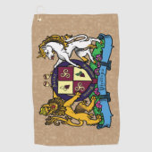 Leeuwen en eenhoorntjespringen - Wijnlaag Golfhanddoek (Voorkant)