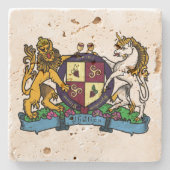 Leeuwen en eenhoorntjespringen - Wijnlaag Stenen Onderzetter (Voorkant)