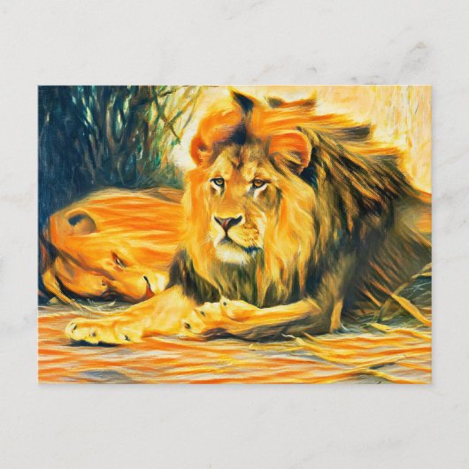 Leeuwen in rust briefkaart (Voorkant)