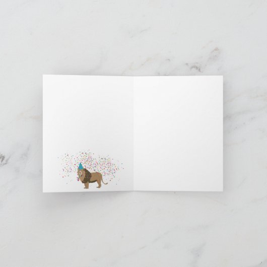 Leeuwen Jungle Feestvierende Dieren Verjaardagsfee Kaart (Binnen)