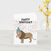 Leeuwen Jungle Feestvierende Dieren Verjaardagsfee Kaart (Gele Bloem)