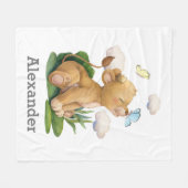 Leeuwen met een vlinder, baby leeuw met een vlinde fleece deken (Voorkant (Horizontaal))
