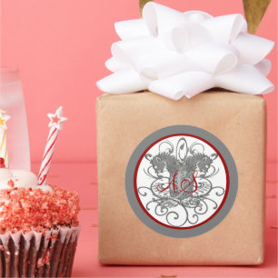 leeuwen met wervelingen 2 hoofdmonogram ronde sticker