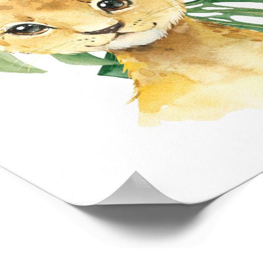 Leeuwen, Oerwouden, Safari-dieren, palmbladeren Poster (Hoek)