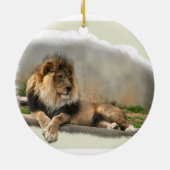 Leeuwen op kerstfeestdag keramisch ornament (Achterkant)