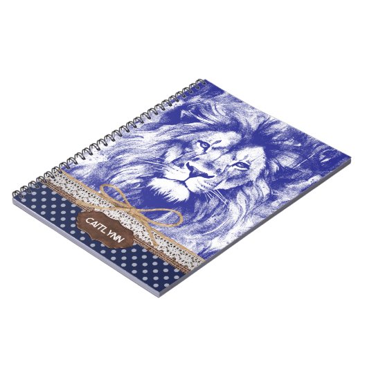 Leeuwen  Pen Illustratie Rustiek Custom Notitieboek (Linkerzijde)