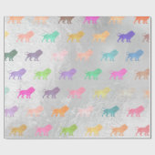 Leeuwen Roze Zilver Groen Metallic Glas Perzik Cadeaupapier (Vlak)