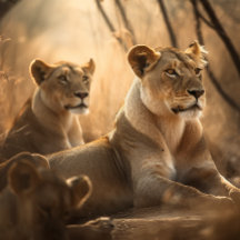 Leeuwen rusten in de schaduw - Lion Jigzaag Puzzle