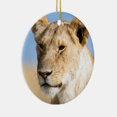 Leeuwen tegen blauwe hemel keramisch ornament (Rechts)